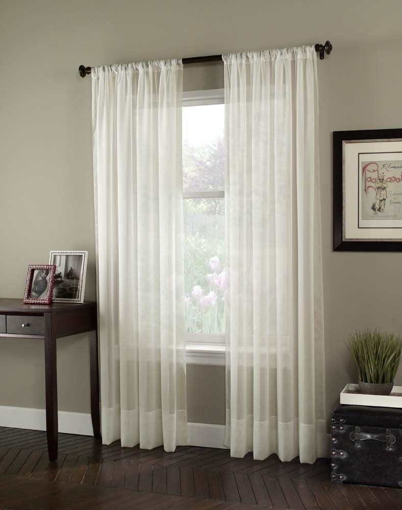 Curtainworks Soho Voile Sheer Curtain Panel, 59 by 84", Oyster - Image 1